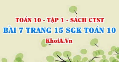 Bài 7 trang 15 SGK Toán 10 tập 1 Chân trời sáng tạo